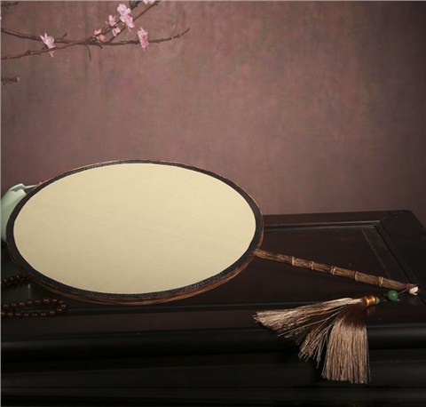 棕竹空白真絲團(tuán)扇
