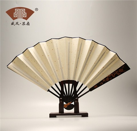 紫光檀嵌黃檀折扇梅蘭竹菊