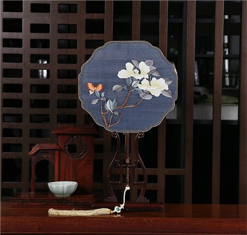 收藏級緙絲團扇葵花形狀
