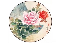 用真絲空白團扇繪制牡丹圖的方法