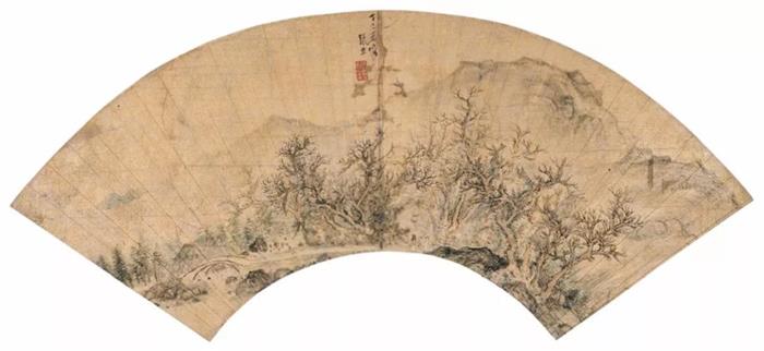 明·張宏《山壑聽松》