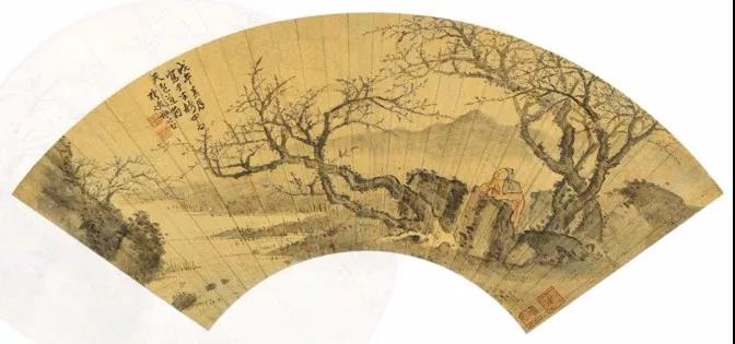明·謝時臣《梅花高士》扇面