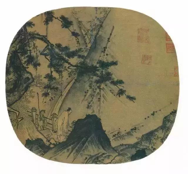 元·丁野夫《幽溪聽泉圖》